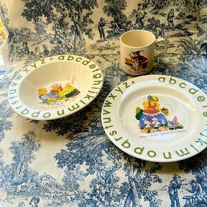 ALPHABET CHILDREN DISH SET ABC BRIDALANE PORCELAIN PLATE,BOWL, CUP